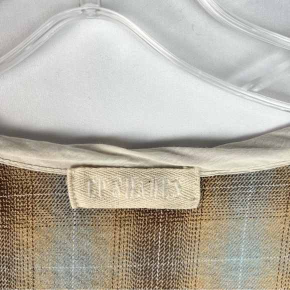 CP Shades Jaci Silk Cotton Blend Brown Plaid Print Long Sleeve Longline Tunic M - Picture 3 of 6